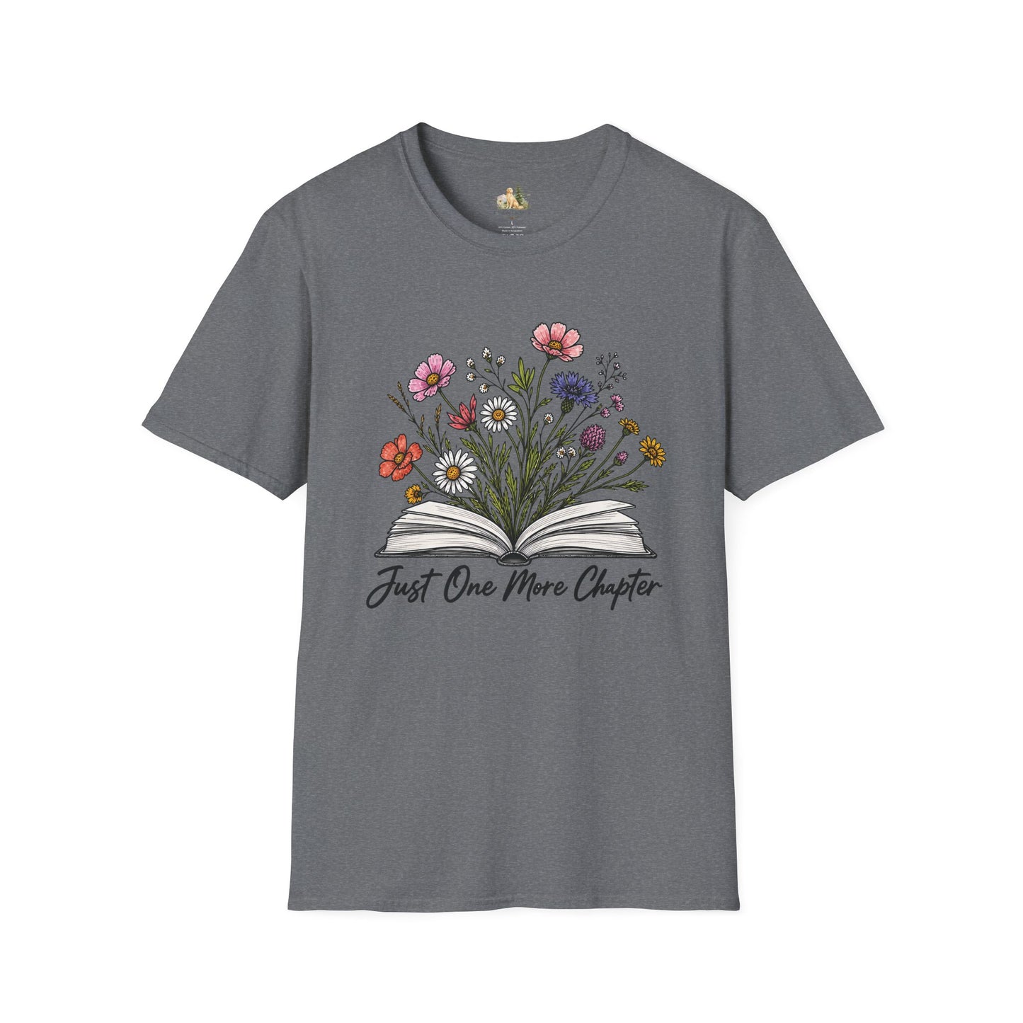 Floral Book Tee — “Just One More Chapter” Graphic T-Shirt