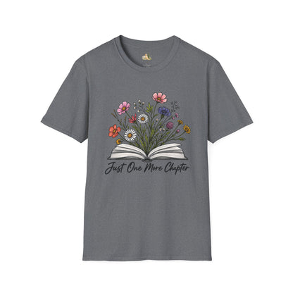 Floral Book Tee — “Just One More Chapter” Graphic T-Shirt
