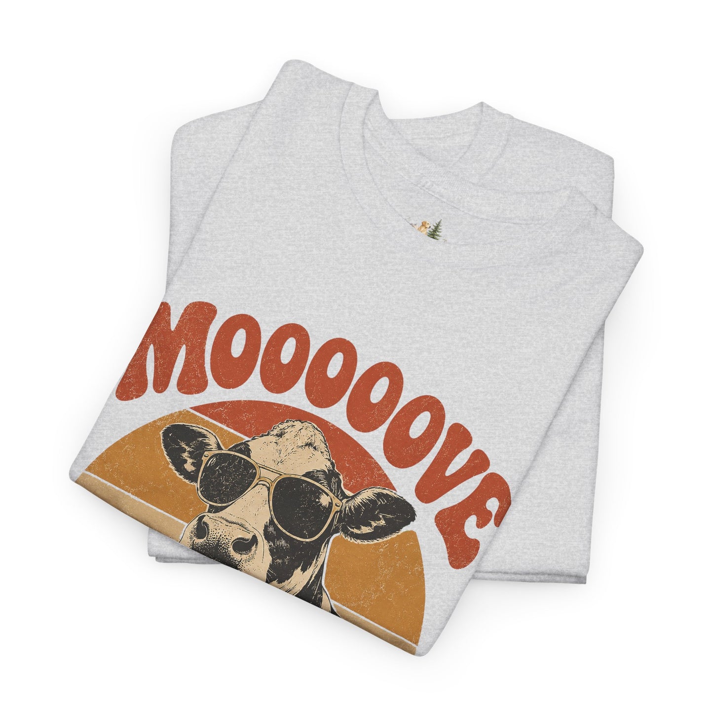 Mooove Over Cow Tee – Retro Vintage Farm Animal Graphic T-Shirt (Heavy Weight Tee)