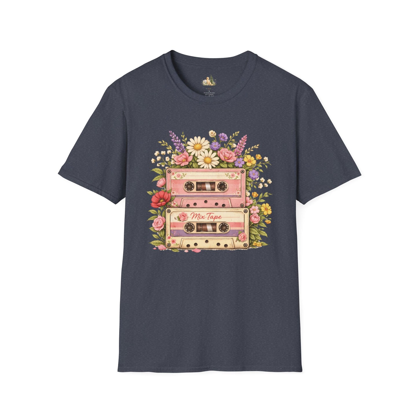 Retro Floral Cassette T-Shirt — Mix Tape Design for Music Lovers (Light Weight Ulta Soft Tee)