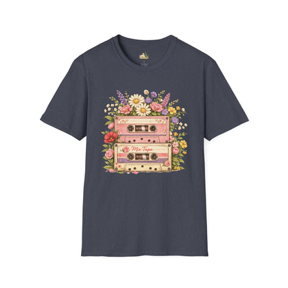 Retro Floral Cassette T-Shirt — Mix Tape Design for Music Lovers (Light Weight Ulta Soft Tee)