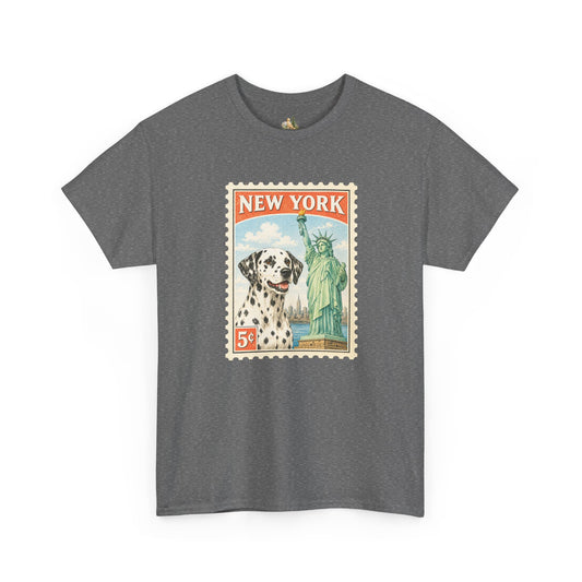 New York Dalmatian T-Shirt | Statue of Liberty Vintage Postage (Heavy Weight Tee)