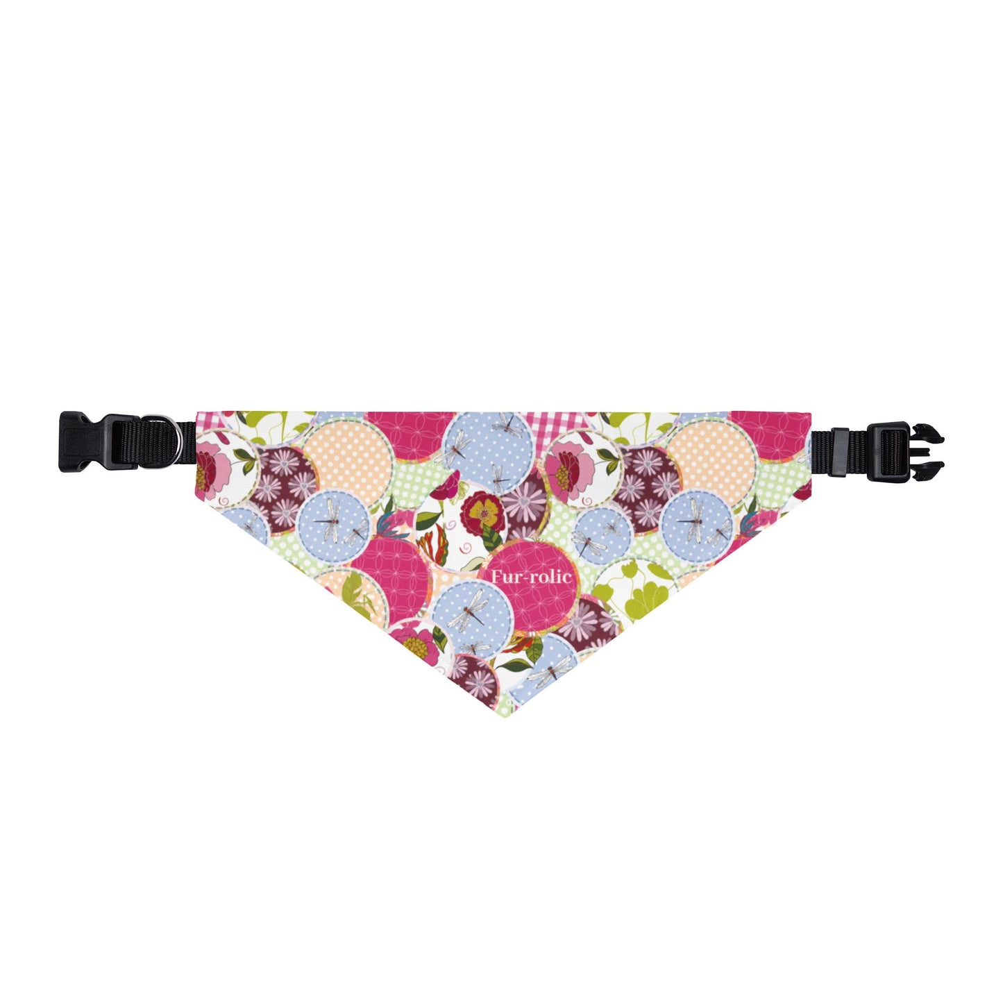 Floral Patchwork LOGO Clip-On Pet Bandana — Pink Spring Dogs & Cats Accessory