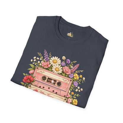 Retro Floral Cassette T-Shirt — Mix Tape Design for Music Lovers (Light Weight Ulta Soft Tee)