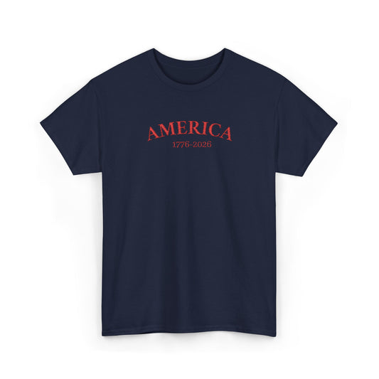 Unisex Embroidered America 1776-2026 T-Shirt (Heavy weight Tee)
