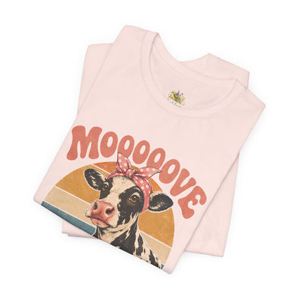 Moooove Over Cow Graphic Tee — Retro Farm Animal Shirt for Women & Men