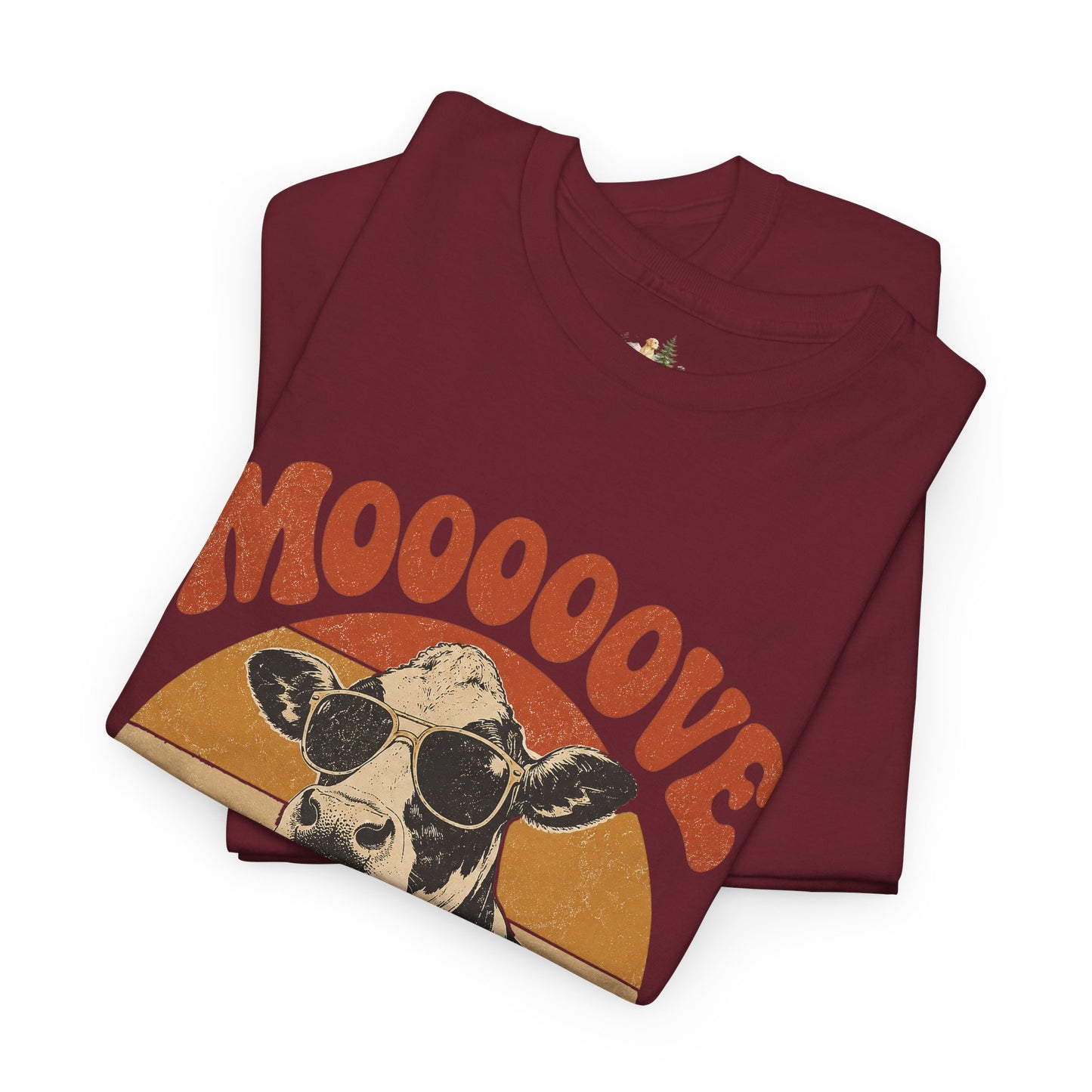 Mooove Over Cow Tee – Retro Vintage Farm Animal Graphic T-Shirt (Heavy Weight Tee)