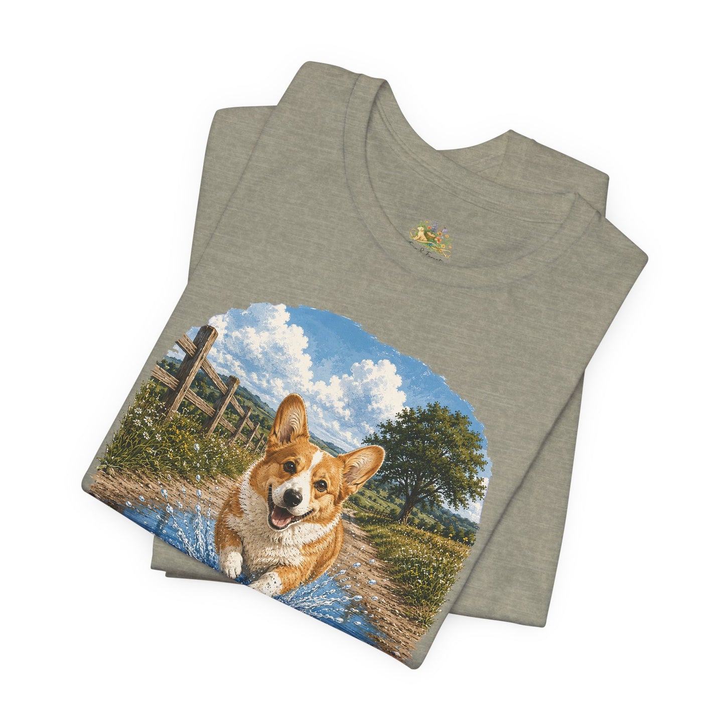 Corgi Splash T-Shirt — Playful Dog Graphic Tee
