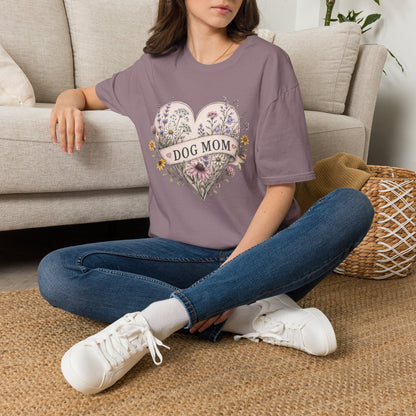 Dog Mom Floral Heart T-Shirt (Light Weight, Ultra Soft)