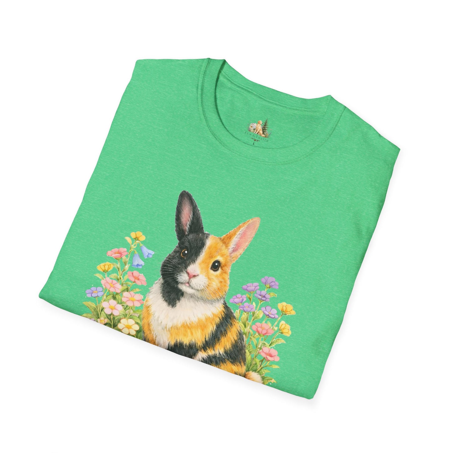 Harlequin Rabbit Floral T-Shirt (Light Weight, Ultra Soft)