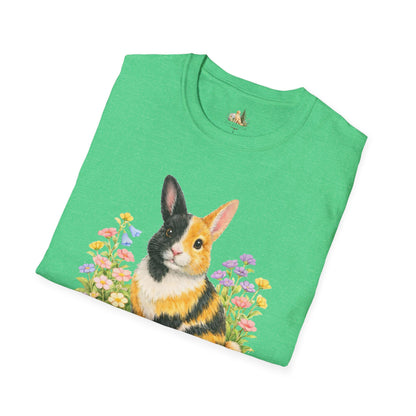 Harlequin Rabbit Floral T-Shirt (Light Weight, Ultra Soft)