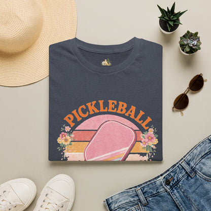 Pickleball Retro Paddle T‑Shirt — Vintage Floral Pickleball Tee Light Weight, Ultra Soft Tee