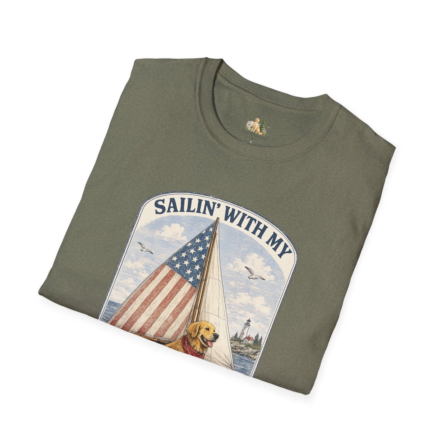 Sailin' With My Best Friend T-Shirt – Patriotic Labrador Dog Sailing Tee (Light Weight, Ultra Soft T-shirt)