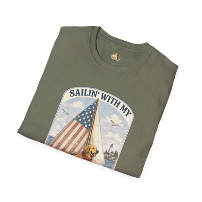 Sailin' With My Best Friend T-Shirt – Patriotic Labrador Dog Sailing Tee (Light Weight, Ultra Soft T-shirt)