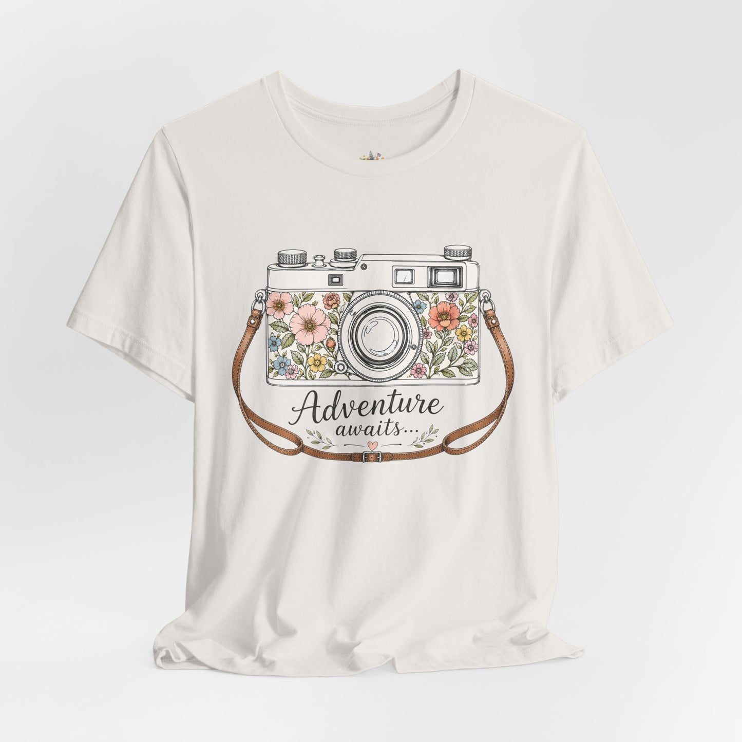 Floral Vintage Camera Adventure Awaits T-Shirt | Photography Travel Tee