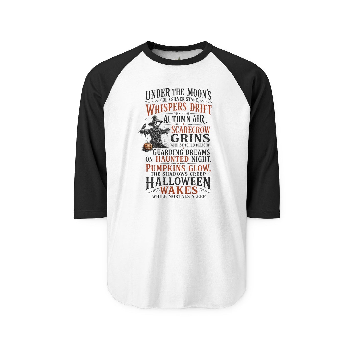 Halloween Raglan Shirt — 'Under the Moon's Whispers' Spooky Baseball Tee